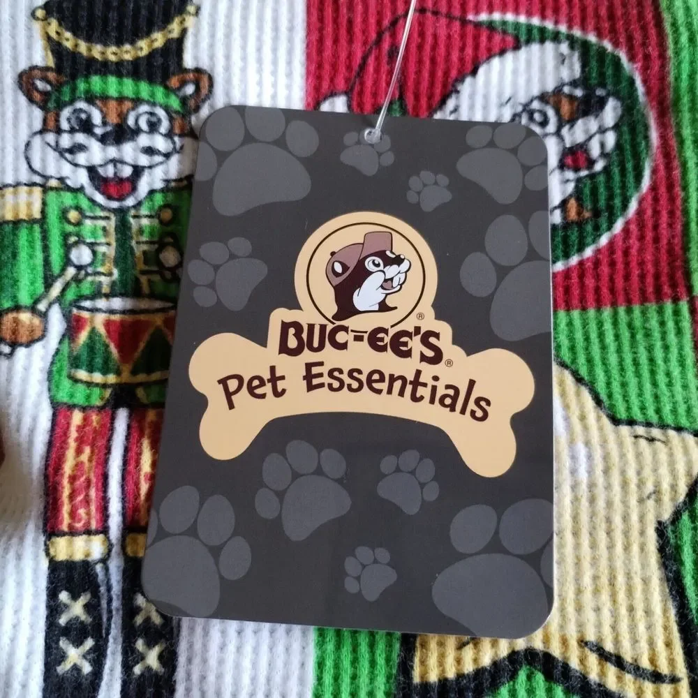Buc-ee's Christmas Dog Outfit Jumpsuit One Piece Pajamas Waffle Knit Small‎